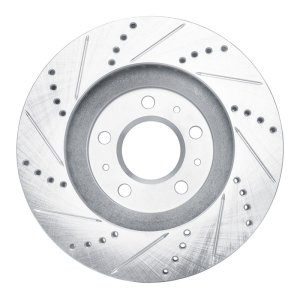 Cadillac CTS Brake Rotor (1) - Front Right - R1 Concepts - Drilled & Slotted - Silver - `03-`07